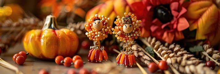 Autumn Rice Earrings and Scarecrow Decorations