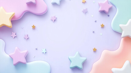 パステルカラーの星型装飾のフレームデザイン