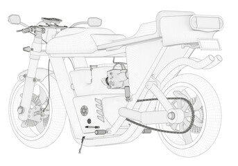 Black motorcycle on a white background. Unique design. 