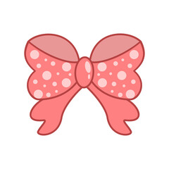 Realistic pink ribbon sticker isolated on white background. Baby shower design element for baby girl. Ribbon for gift box. Shiny ribbon. Vector illustration