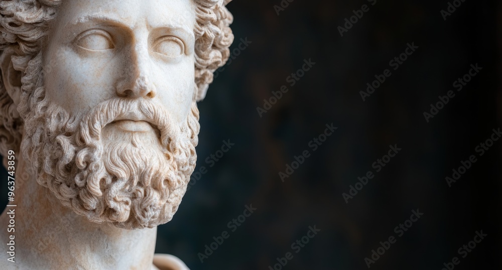 Wall mural Detailed sculpture of a bearded man with curly hair