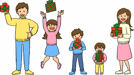 クリスマス家族セットカラフル