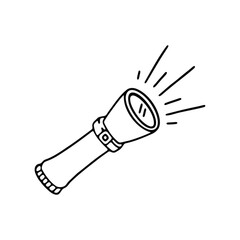 hand-drawn illustration of a flashlight emitting light beams.