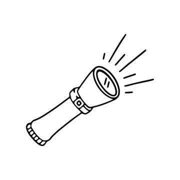 recommend clip art: hand-drawn illustration of a flashlight emitting light beams.
