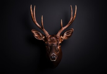 Majestic deer head against dark background