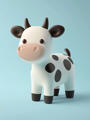 Adorable Cartoon Cow with Black Spots