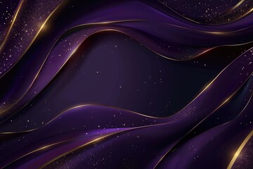 Obraz premium A dark purple background with intricate gold lines and stars, perfect for use in futuristic or mystical designs