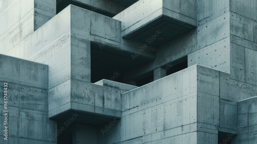 Poster a building made of concrete blocks with a red fire hydrant in front of it