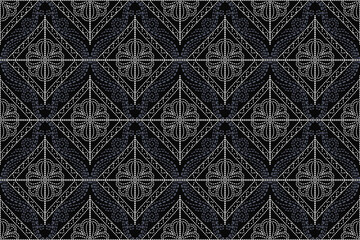 Sashiko is a type of traditional Japanese embroidery or stitching used for the decorative and functional reinforcement of cloth and clothing.Ethnic pattern, Ogee, Geometric style, Seamless textile.
