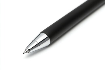 Close-up of a Black and Silver Ballpoint Pen Tip