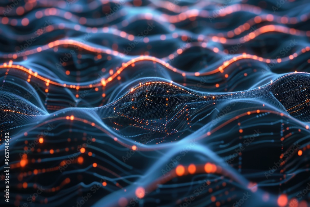 Poster computer-generated image of a wave pattern, suitable for use in digital designs or as a background