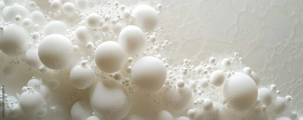 Poster white bubbles in soft focus macro view
