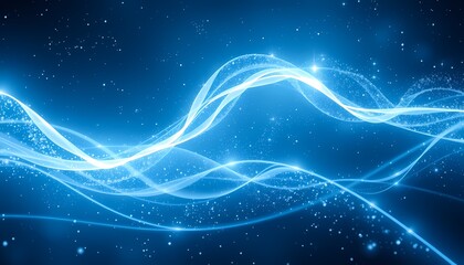 Fototapeta premium Ethereal Waves of Blue and White Light Floating Through a Cosmic Void