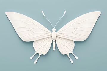 Obraz premium White Butterfly on a Blue Background - Elegant and Minimalistic Nature Photography