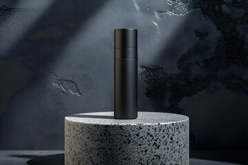 Black Bottle Product Mockup on Concrete Podium