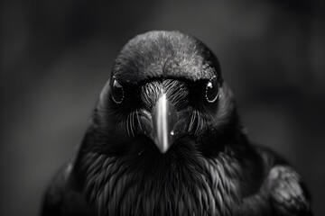 Fototapeta premium A black and white photo of a bird