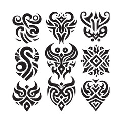 Islamic Tattoos tribal designs bundle collection in a white background
