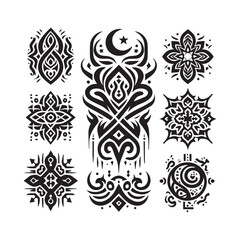 Islamic Tattoos tribal designs bundle collection in a white background
