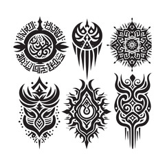 Fototapeta premium Islamic Tattoos tribal designs bundle collection in a white background 