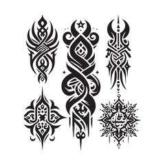Fototapeta premium Islamic Tattoos tribal designs bundle collection in a white background 