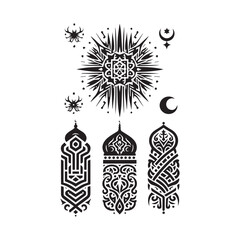 Islamic Tattoos tribal designs bundle collection in a white background
