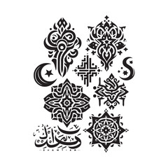 Islamic Tattoos tribal designs bundle collection in a white background
