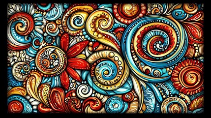 Abstract Colorful Swirls and Floral Design