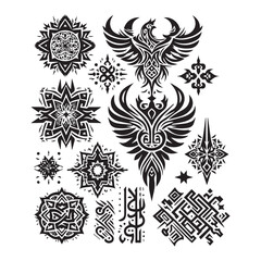 Islamic Tattoos tribal designs bundle collection in a white background
