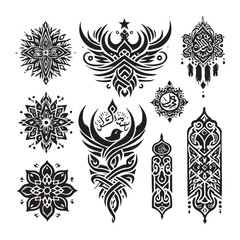 Islamic Tattoos tribal designs bundle collection in a white background
