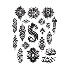 Islamic Tattoos tribal designs bundle collection in a white background

