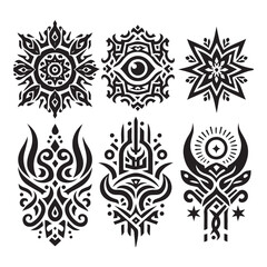 Islamic Tattoos tribal designs bundle collection in a white background
