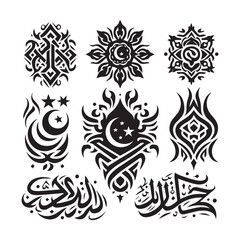 Fototapeta premium Islamic Tattoos tribal designs bundle collection in a white background 