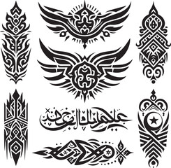 Islamic Tattoos tribal designs bundle collection in a white background
