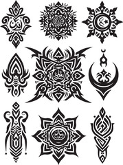 Islamic Tattoos tribal designs bundle collection in a white background
