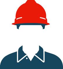 Image of worker icon wearing helmet and shirt