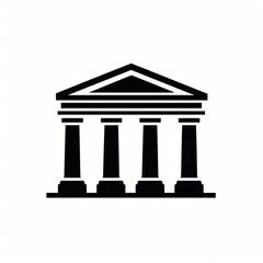 Fototapeta premium greek column Minimalist Black Icon of a Classical Building with Pillars and a Central Eye Motif