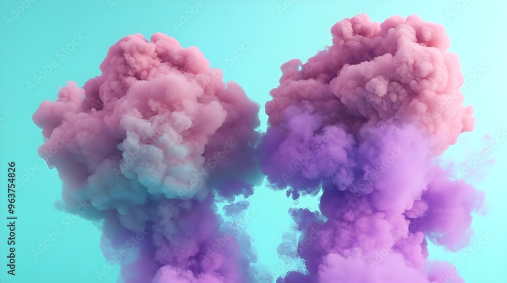 Poster vibrant smoke clouds swirl against a serene backdrop, creating an abstract visual of movement and co