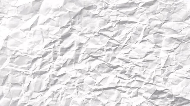White crumpled paper texture background. Stop motion animation. Seamless looping
