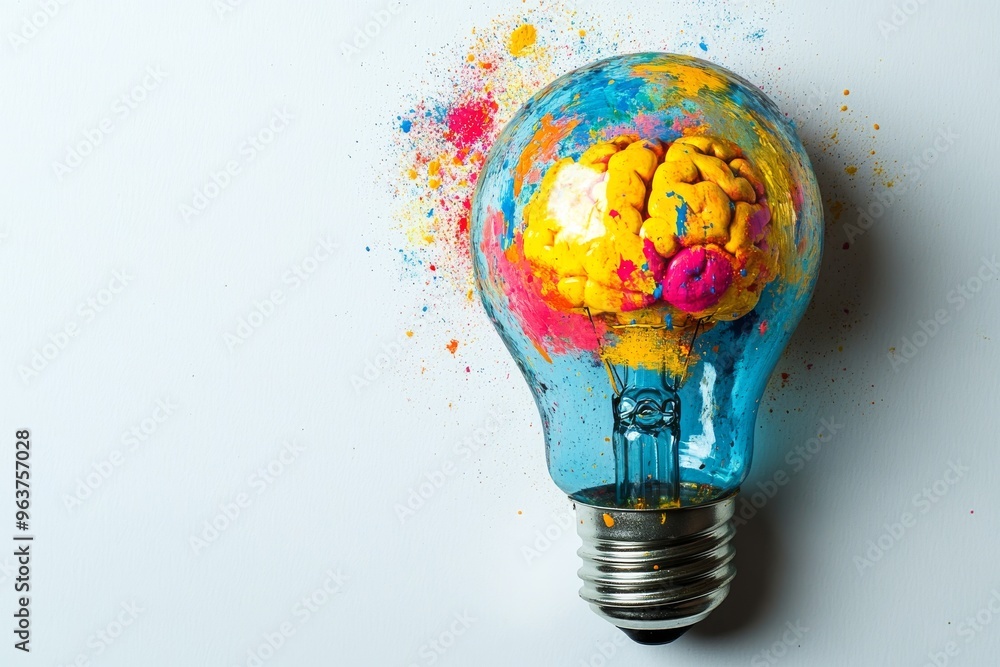 Aufkleber synaptic plasticity cranial nerve light bulb with a glowing brain inside representing the power of c