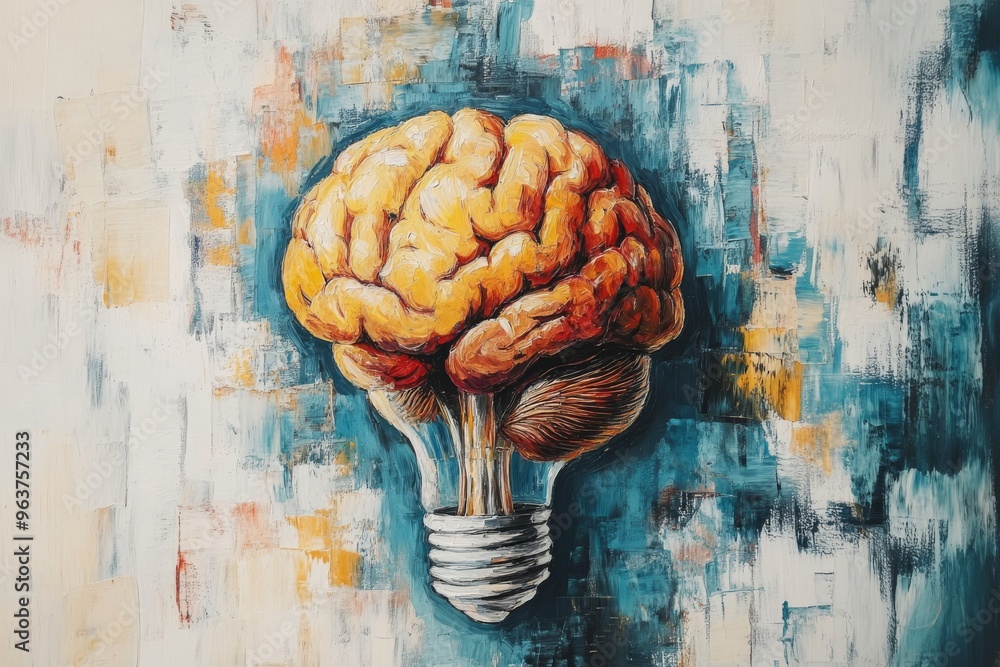 Aufkleber brain circuits cranial nerve artistic rendering of a glowing brain symbolizing intellect creativity 