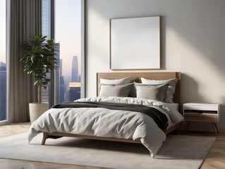 Modern Bedroom with a View of the City