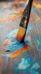 Fototapeta premium Close-up of paintbrush in vibrant colors