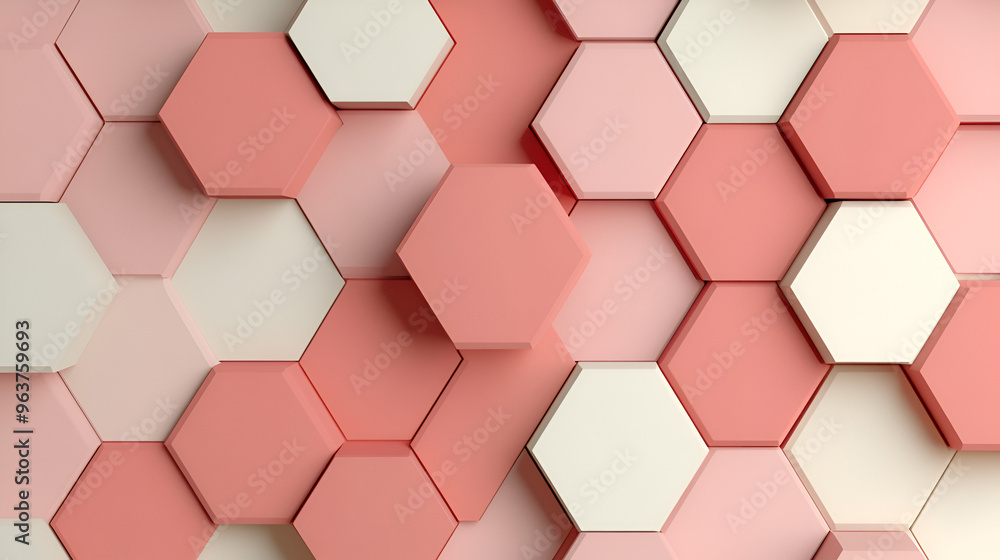 Poster Pink and White Hexagon Pattern for Modern Design Projects