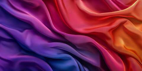 Obraz premium Rainbow flag made of silk, smooth wavy surface, generative AI