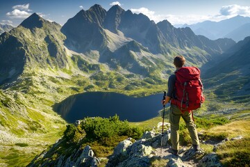 Naklejka premium hiking in the mountain