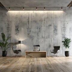 living room interior with wooden sideboard