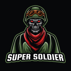military zombie skull mascot logo illustration