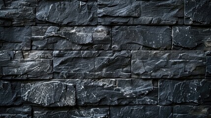 Fototapeta premium Slate bricks in charcoal color for advertising backdrop.