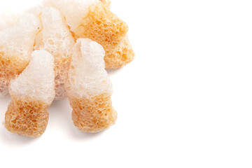 Crisp Freeze Dried Cola Bottle Gummies Isolated on a White Background