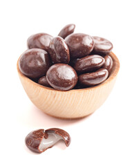 Chocolate Covered Cream Filled Mint Candy Isolated on White Background